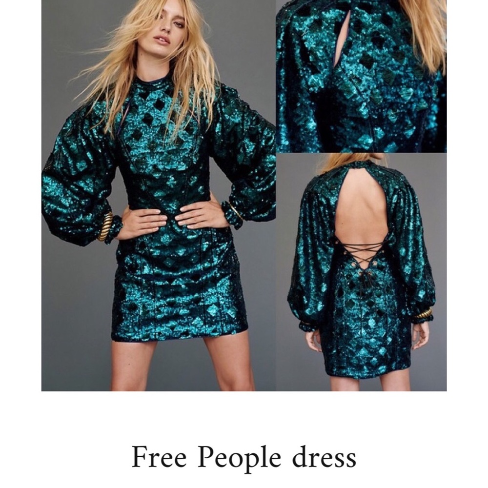 Free People green sequin dress